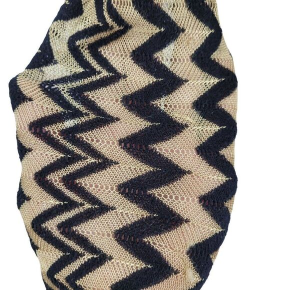Arden B One Shoulder Mini Bodycon Dress S Black Gold Chevron Knit Overlay - Picture 7 of 9